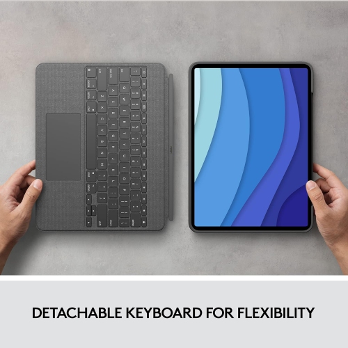 Logitech Combo Touch iPad Pro 12.9-inch Keyboard Case - Detachable Backlit Keyboard with Kickstand, Click-Anywhere Trackpad - Oxford Gray (920-010097)