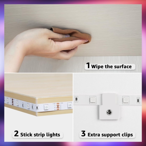 2 Packs LE Smart LED Light Strip Support for 2.4Ghz Wifi, 32.8ft light strips Sync with Music, 5050 LED Lights Strip with Color Changing for Bedroom,