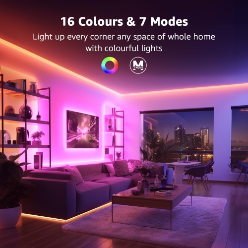 4 Packs LE Smart LED Light Strip Support for 2.4Ghz Wifi, 2.8ft light strips Sync with Music, 5050 LED Lights Strip with Color Changing for Bedroom,