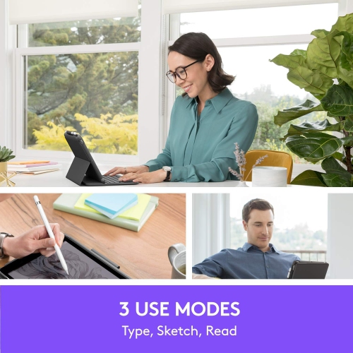 Logitech Slim Folio Keyboard Case for iPad 7th, 8th, 9th Gen, Water Resistant, Bump Resistant, Scratch Resistant, Laptop-Like Typing - Graphite