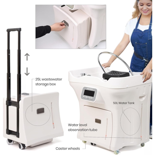 Gen'C Béauty Professional Premium Head Spa Equipment Mobile Hair Wash Basin with Water Circulation