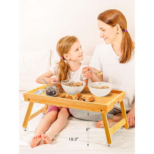 Table plateau de lit en bambou avec pattes pliables, plateau à déjeuner pour canapé, lit, repas, travail, utilisé comme plateau à collation de bureau
