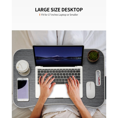 Table pliante pour ordinateur portatif, plateau de table de bureau portatif, support pour portable avec porte-gobelet, fente pour tablette et poignée