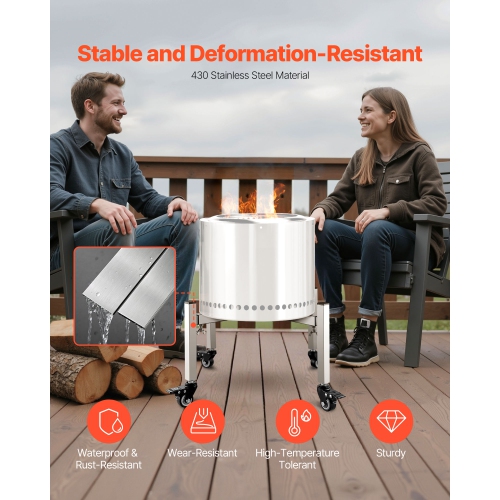 VEVOR 15-27 inch Fire Pit Stand, Adjustable Stretch with 4 Casters, Firepit Stand for Solo Stove Bonfire Ranger Yukon & Other Outside Firepit,