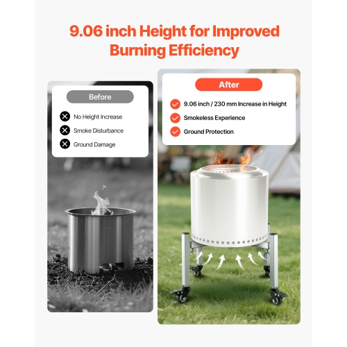 VEVOR 15-27 inch Fire Pit Stand, Adjustable Stretch with 4 Casters, Firepit Stand for Solo Stove Bonfire Ranger Yukon & Other Outside Firepit,