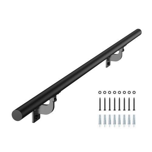 VEVOR  4Ft Wall Mounted Stair Handrail, Pipe Staircase Handrail Galvanized Aluminum, 1.26 Inch Pipe Diameter, Indoor&outdoor Staircase