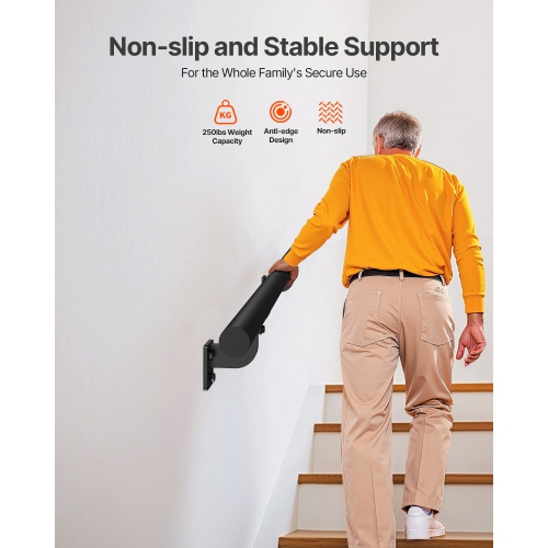 Kit Complet De Supports De Main Courante D'escalier, Rampe D'escalier En Fer Forgé Noir En Métal Noir Pour Escaliers Intérieurs Et Extérieurs, Conduit Directement à La Rampe D'escalier ( Size : 240cm