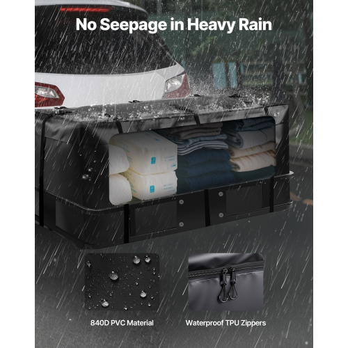 VEVOR 59.84 x 24.02 x 24.41 in Hitch Cargo Carrier Bag, Waterproof 840D PVC, 20 Cubic Feet, Heavy Duty Cargo Bag for Truck Bed Storage with 6