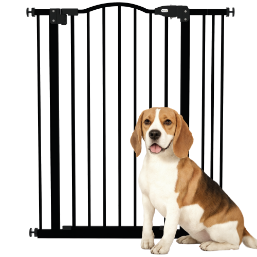 PawHut 29"-34" Wide Dog Gate with Door, Pressure Fit, Auto Close, Double Locking for Doorways Hallways Stairs, 37" Tall, Black