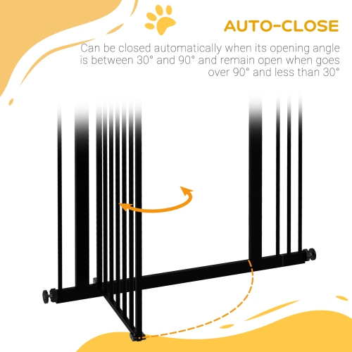 PawHut 29"-34" Wide Dog Gate with Door, Pressure Fit, Auto Close, Double Locking for Doorways Hallways Stairs, 37" Tall, Black