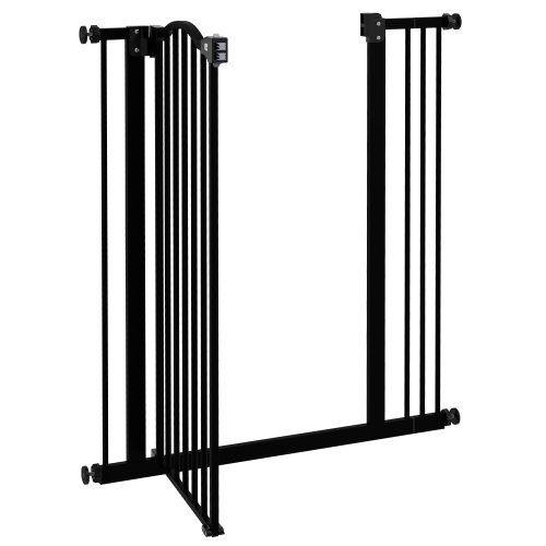 PawHut 29"-34" Wide Dog Gate with Door, Pressure Fit, Auto Close, Double Locking for Doorways Hallways Stairs, 37" Tall, Black