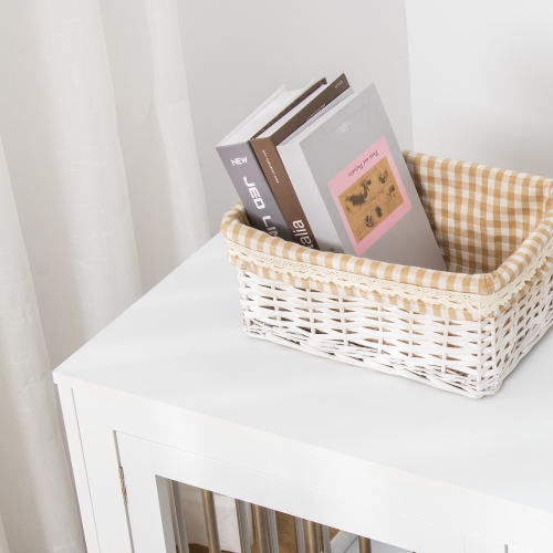 PawHut Furniture – Cage pour chien avec deux portes, cage d'extrémité pour animal de compagnie avec verrous, pour chiens de taille moyenne – Blanc