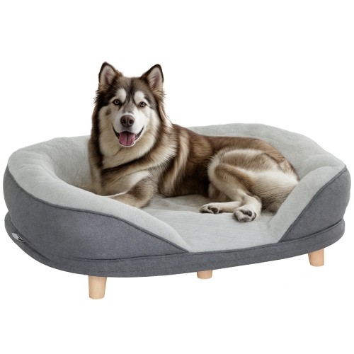 PawHut Dog Sofa Bed for Large Sized Pet, Cat Sofa with Soft Velvet Fabric, Removable Cushion, Washable Cover, Anti-Slip Foot Pads, 55 lbs Dog Couch,