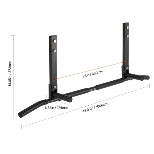 VEVOR 440 lbs Capacity Joist Mount Pull Up Bar, Ceiling Mounted Chin Up Bar, Multi-Grip Pull Ups, 42 in Width Multifunctional Training Station, Steel