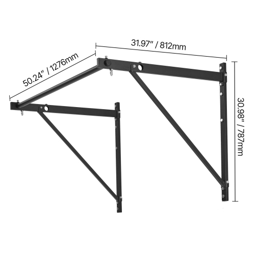 VEVOR 50 in Width Pull Up Bar, Wall Mounted Pull Ups, Adjustable Depth 22" or 30" from Wall, Steel Upper Body Workout Bars, 440 lbs Weight Capacity