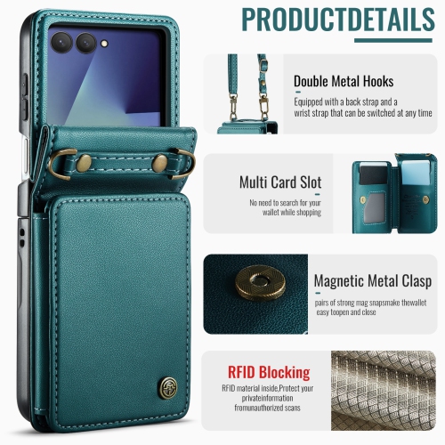 Compatible avec l'étui Samsung Z Flip 7, la bandoulière SM Z Flip 7, le porte-carte et la bandoulière turquoise