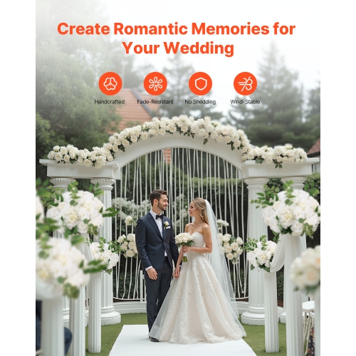 VEVOR 10 PCS Flower Balls Arrangement Bouquet, 17.7-Inch Diameter Artificial Flower Balls Wedding White Roses Centerpieces, Faux Flowers Arrangements