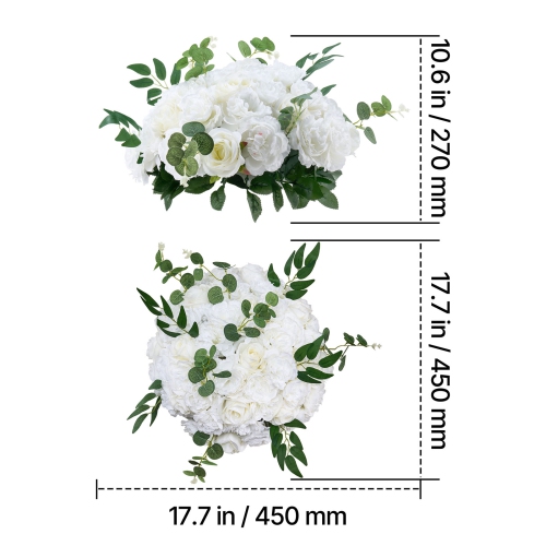 VEVOR 10 PCS Flower Balls Arrangement Bouquet, 17.7-Inch Diameter Artificial Flower Balls Wedding White Roses Centerpieces, Faux Flowers Arrangements