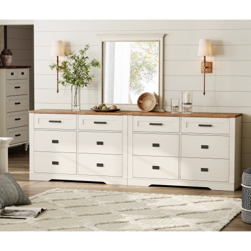 WAMPAT 2 in 1 Dresser for Bedroom with 12 Drawers, 94" Wide Storage Chest of Drawers, Wood Closet Chests Organizer for Clothes, Kids Room, Living