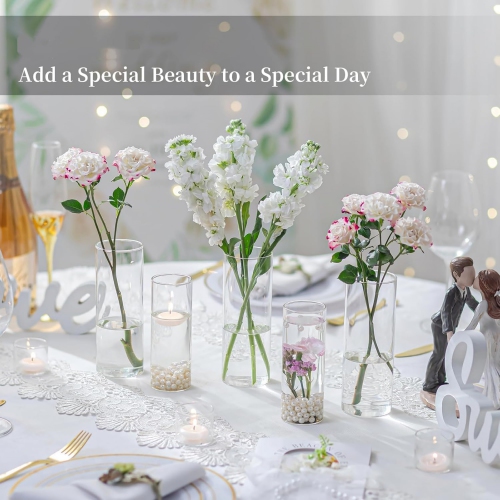 NIERBO 32 Pieces Clear Hurricane Flower Vases for Centerpieces Floating Candle Holder - Modern Table Centerpieces for Wedding Party Living Room Home