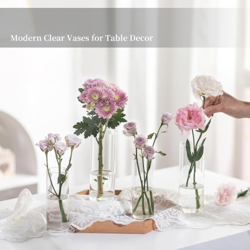 NIERBO 32 Pieces Clear Hurricane Flower Vases for Centerpieces Floating Candle Holder - Modern Table Centerpieces for Wedding Party Living Room Home