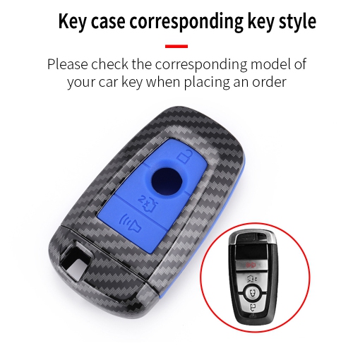 Suitable for Ford Explorer Focus Kuga Mondeo car key cover carbon fiber key shell - carbon fiber red single package + buckle