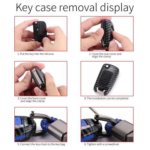 Suitable for Toyota Corolla key bag new Camry RAV4 Rongfang Crown Highlander four-button carbon fiber clip - four-button carbon fiber blue single bag