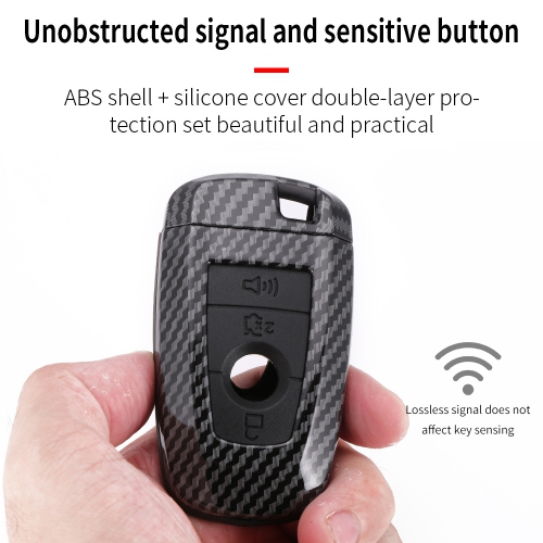 Suitable for Ford Explorer Focus Kuga Mondeo car key cover carbon fiber key shell - carbon fiber blue single pack + buckle