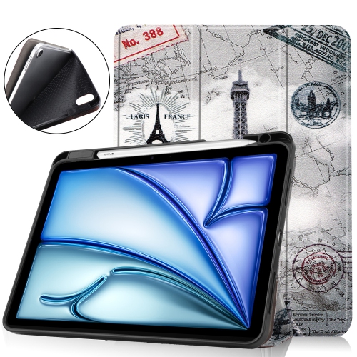 For iPad Air 11) Tablet Case with Trifold Stand, 11-inch Apple Tablet Case, TPU Pen Slot - Retro Tower Style
