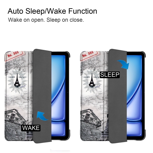 For iPad Air 11) Tablet Case with Trifold Stand, 11-inch Apple Tablet Case, TPU Pen Slot - Retro Tower Style