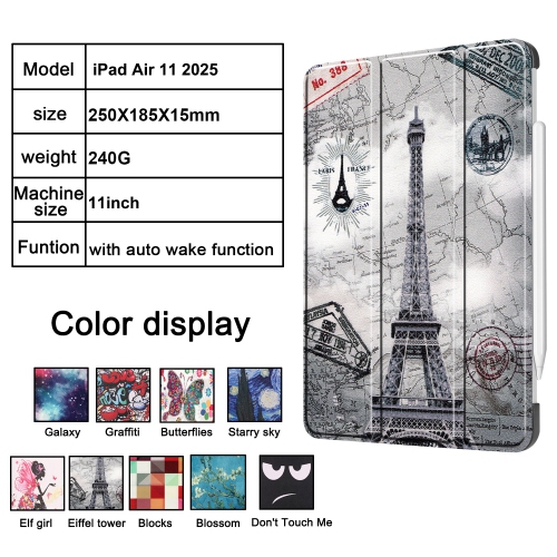 For iPad Air 11) Tablet Case with Trifold Stand, 11-inch Apple Tablet Case, TPU Pen Slot - Retro Tower Style