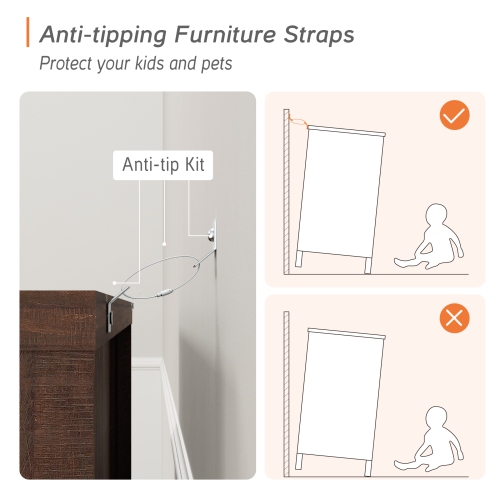 Meuble pour téléviseur de 100&nbsp;po et plus de WAMPAT Farmhouse, commode en bois 2-en-1 avec 6 tiroirs, meuble de divertissement moderne pour