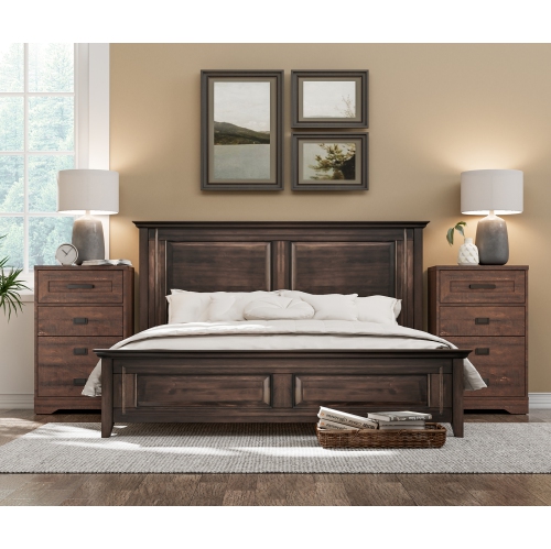 WAMPAT 2 Pack High Night Stand Side Table for Bed Room 3 Drawers Dresser End Table for Living Room Office,Rustic Brown