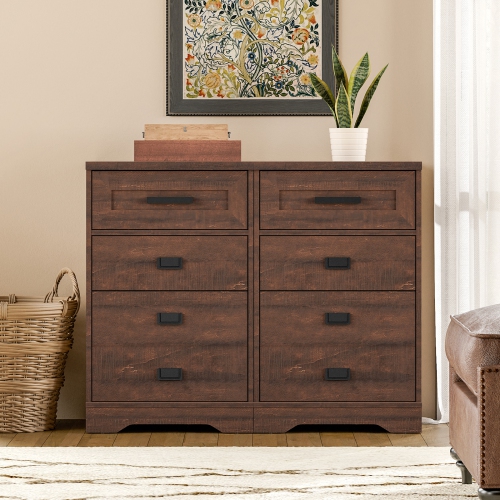 WAMPAT 2 Pack High Night Stand Side Table for Bed Room 3 Drawers Dresser End Table for Living Room Office,Rustic Brown