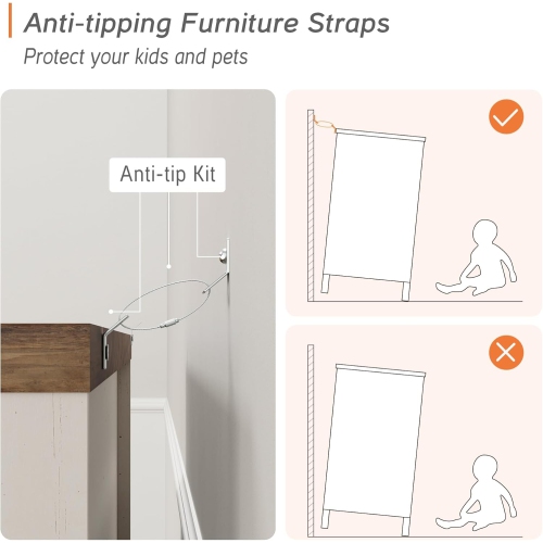 WAMPAT Farmhouse TV Stand for up to 100 inch TV, 3 in 1 TV Console Cabinet with 15 Drawers,Modern Entertainment Center with Storage Cabinets for