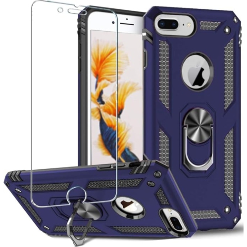 Compatible avec Tasnim pour iPhone 8 Plus/7 Plus, étui pour iPhone 6s Plus/6 Plus, protecteur d'écran, anneau en métal pivotant à 360 degrés, mince