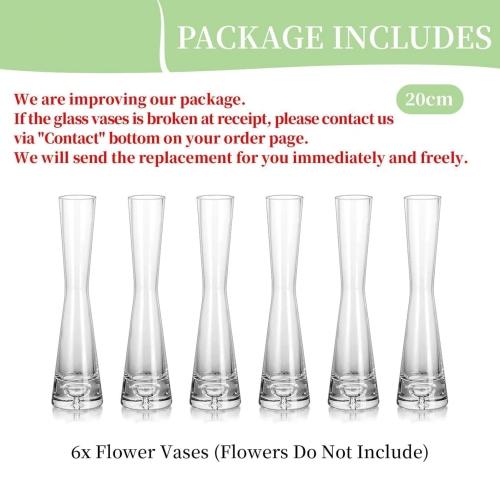 NIERBO Small Skinny Clear Glass Vase, 6 Pcs Modern Bud Vases Bulk Set Decorative Minimalist Aesthetic Slim Table Centerpieces for Wedding Living
