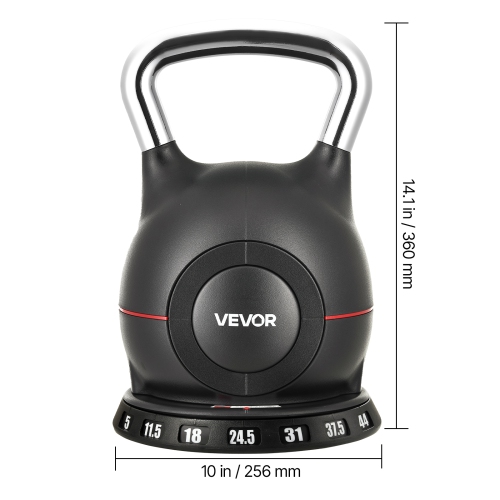 VEVOR 7 Weight Levels Kettlebell, Adjustable Kettlebell, Die-Cast Aluminum and ABS Material, for Grip Strength Training, Full-body Workout