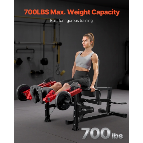 VEVOR 700 LBS Capacity Leg Extension and Curl Machine, Seated Leg Rotary Extension for Thigh, Adjustable Lower Body Specialty Exercises Equipment,
