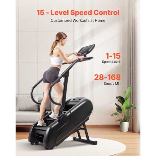 VEVOR 15 Speed Levels Stair Stepper Machine, LED Screen Continuous Climbing Machines, Max Load 330 Lbs Stepping Climber for Home, 28-168 Steps/Minute