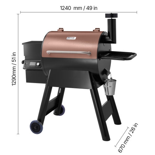Fumoir à granules de bois 8-en-1 VEVOR, barbecues pour cuisson à l'extérieur, fumoirs électriques de 575 po2 avec contrôle par application Wi-Fi,