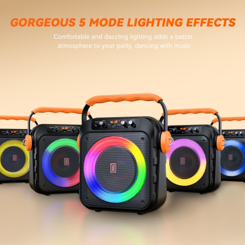 Machine à karaoké Bluetooth de FanFun, machine à chanter avec 2 micros sans fil, haut-parleur de karaoké portatif avec lumières LED, MS80