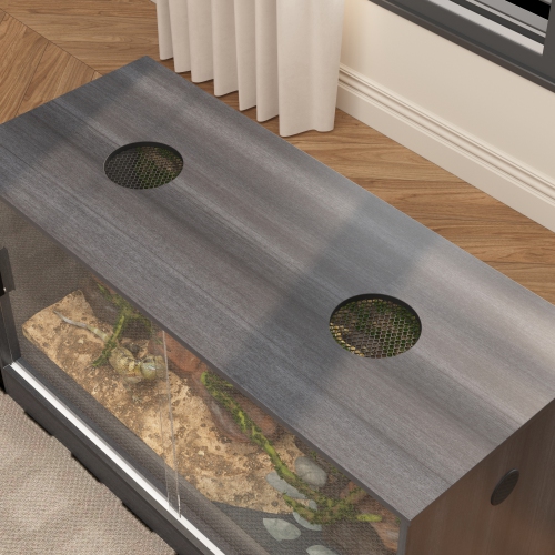 Famapy Reptile Terrarium with Sliding Doors and Tempered Glass – Ideal Habitat for Lizards, Snakes, Turtles, and More,,Black