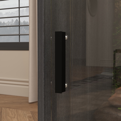 Famapy Reptile Terrarium with Sliding Doors and Tempered Glass – Ideal Habitat for Lizards, Snakes, Turtles, and More,,Black