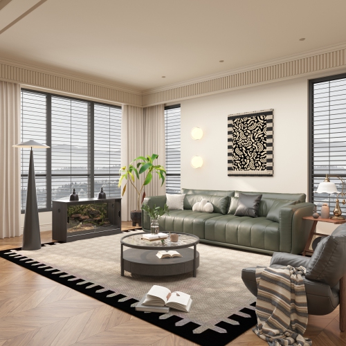 Famapy Reptile Terrarium with Sliding Doors and Tempered Glass – Ideal Habitat for Lizards, Snakes, Turtles, and More,,Black