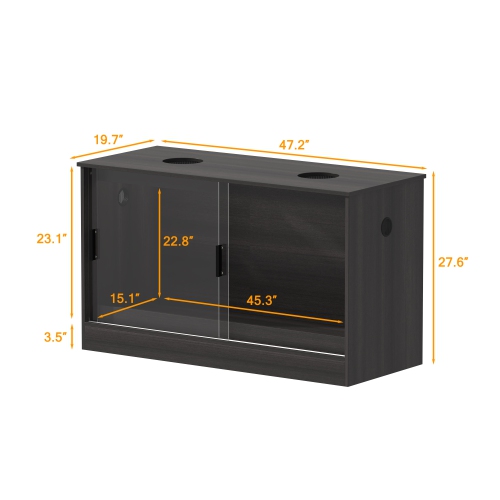 Famapy Reptile Terrarium with Sliding Doors and Tempered Glass – Ideal Habitat for Lizards, Snakes, Turtles, and More,,Black