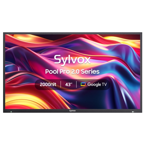 Open Box - SYLVOX 43” Outdoor Smart TV, IP55 Waterproof, 4K UHD 2000 Nits Brightness for Full Sun, Google TV with Chromecast & Assistant – Pool Pro