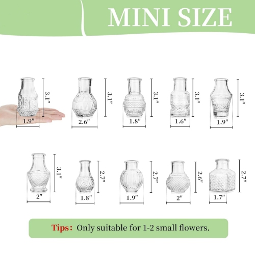 NIERBO Small Bud Vases for Centerpieces: 40 Pieces Mini Clear Glass Vase Set for Flowers Decor Wedding Party Baby Shower Dining Table Decorations