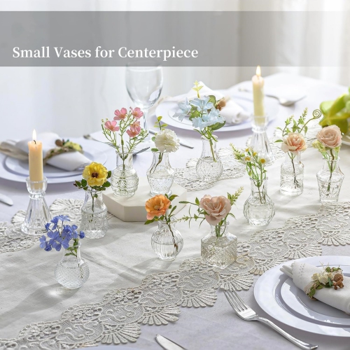 NIERBO Small Bud Vases for Centerpieces: 40 Pieces Mini Clear Glass Vase Set for Flowers Decor Wedding Party Baby Shower Dining Table Decorations