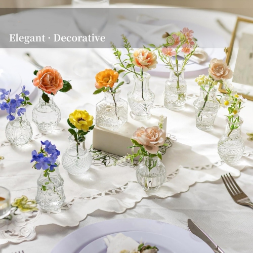 NIERBO Small Bud Vases for Centerpieces: 40 Pieces Mini Clear Glass Vase Set for Flowers Decor Wedding Party Baby Shower Dining Table Decorations